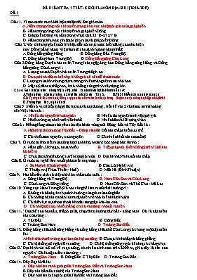 Đề và đáp án kiểm tra một tiết học kì I môn Địa lí lớp 12 - Năm học 2016-2017